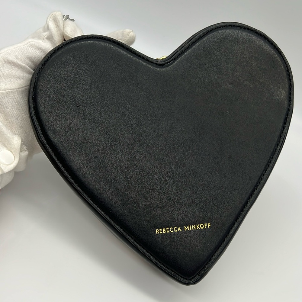 Rebecca Minkoff Heart Crossbody Bag Black Gold Silver - Picture 3 of 16